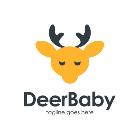 Deer Baby Logo Design Template with deer icon and cute. Perfect for business, company, mobile, app, zoo, etc.のイラスト素材