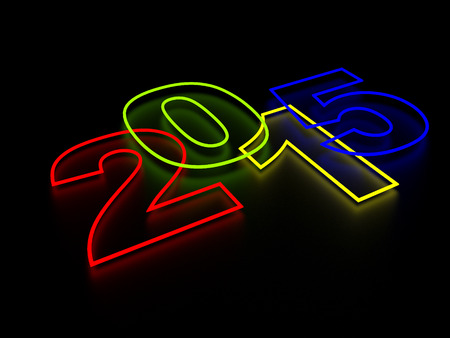 New Year 2015 neon lights illustration