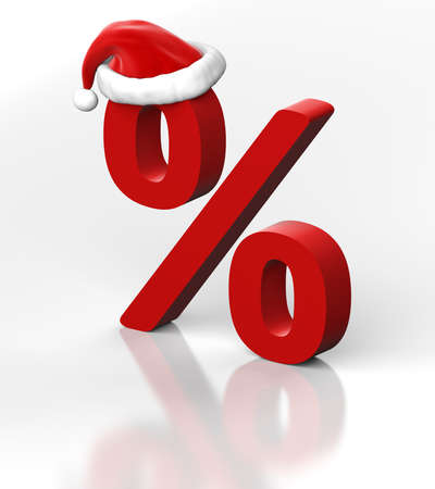 Christmas SALE design - symbol of percent and a Santa's hatの写真素材