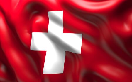 National Flag of the Switzerland waving in the windの写真素材