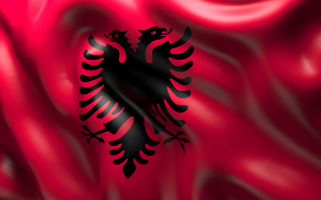 National Flag of the Albania waving in the windの写真素材