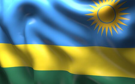 National Flag of the Rwanda waving in the windの写真素材