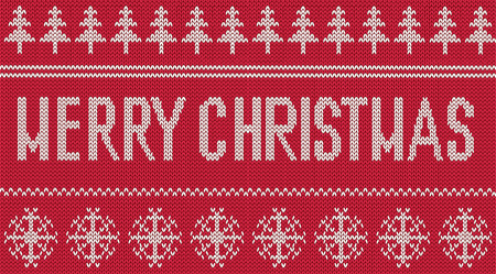 Scandinavian style merry christmas greeting knitted patternのイラスト素材