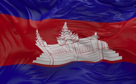 National Flag of the Cambodia waving in the wind 3d render
