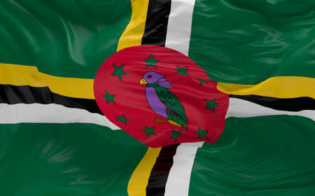National Flag of the Dominica waving in the wind 3d renderの写真素材