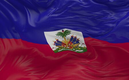 National Flag of the Haiti waving in the wind 3d renderの写真素材