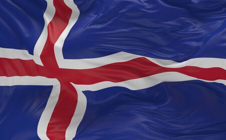National Flag of the Iceland waving in the wind 3d render
