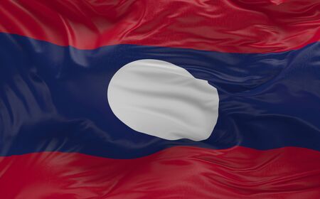 National Flag of the Laos waving in the wind 3d renderの写真素材