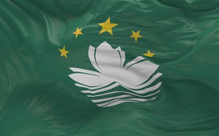 National Flag of the Macau waving in the wind 3d renderの写真素材