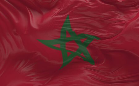 National Flag of the Morocco waving in the wind 3d render