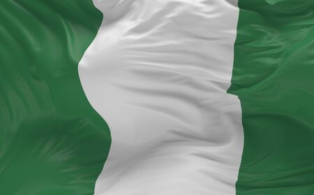 National Flag of the Nigeria waving in the wind 3d renderの写真素材