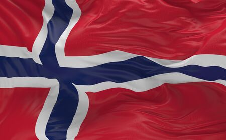 National Flag of the Norway waving in the wind 3d renderの写真素材