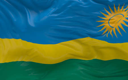 National Flag of the Rwanda waving in the wind 3d renderの写真素材