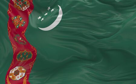 National Flag of the Turkmenistan waving in the wind 3d renderの写真素材