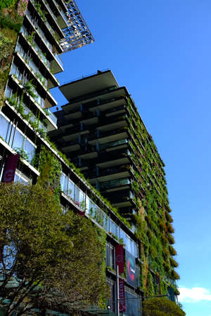 Beautiful apartment building with plants on a sunny day.のeditorial素材
