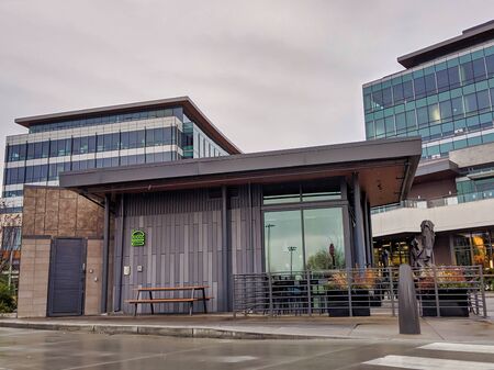 Kirkland, WA / USA - circa December 2019: View of the recently opened Shake Shack fast food joint on a busy Sunday afternoon.のeditorial素材