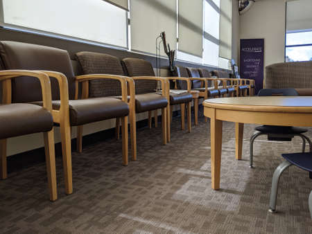 Seattle, WA / USA - circa March 2020: Empty waiting room at a UW Medicine Clinic in Shoreline during the Covid-19 outbreak.のeditorial素材