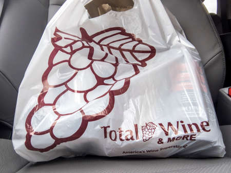 Bellevue, WA / USA - circa April 2020: View of a store pickup order from Total Wine and More liquor...