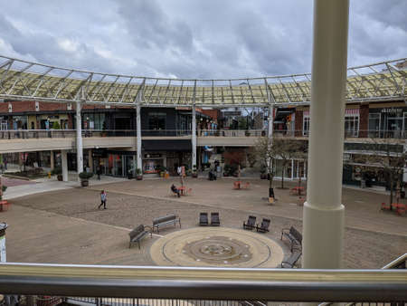 Redmond, WA USA - circa March 2021: High angle view of the central shopping area of Redmond Towncenter downtownのeditorial素材