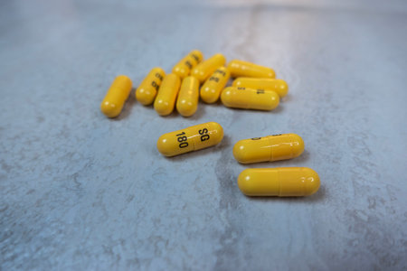 Seattle, WA USA - circa November 2022: Selective focus on Gabapentin medication on a light colored background.のeditorial素材