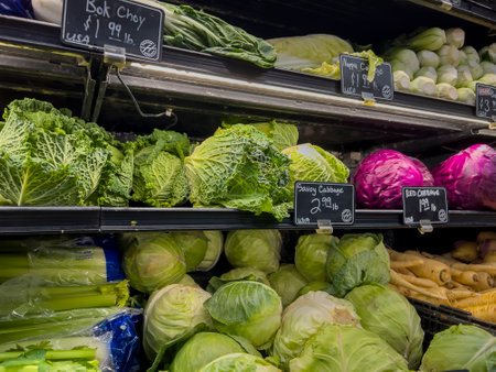Woodinville, WA USA - circa September 2022: Close up view of produce for sale in the refrigerated section of a Haggen grocery store.のeditorial素材