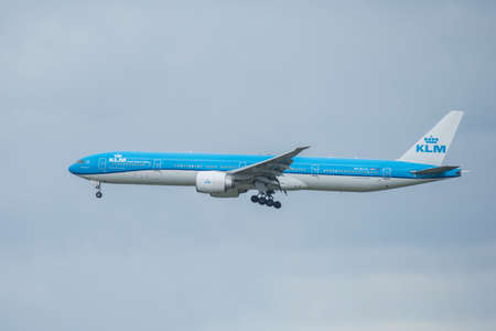 Bangkok, Thailand, 12th Aug 2018: KLM Reg. no. PH-BVO B777-306(ER) Flight KLM875 from AMS landing to...