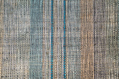 textile line patern close up with blue and yellow toneの写真素材