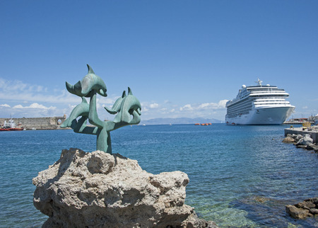 view of the main port of rhodosの写真素材