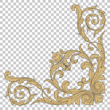 Isolate vintage baroque ornament retro pattern antique style acanthus.のイラスト素材