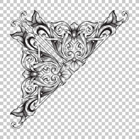 Isolate vintage baroque ornament retro pattern antique style acanthus. Decorative design element filigree calligraphy vector. You can use for wedding decoration of greeting card and laser cutting.のイラスト素材