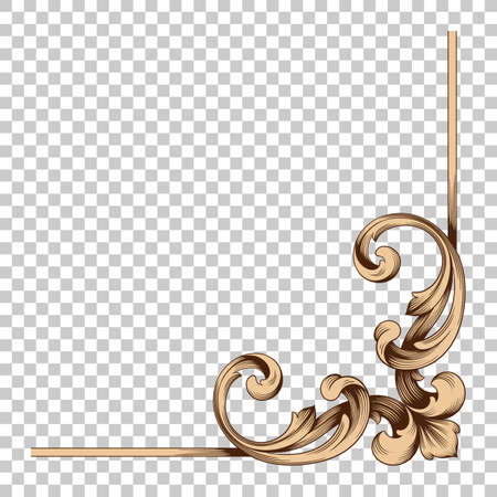 Isolate vintage baroque ornament retro pattern antique style acanthus. Decorative design element filigree calligraphy vector. You can use for wedding decoration of greeting card and laser cutting.のイラスト素材