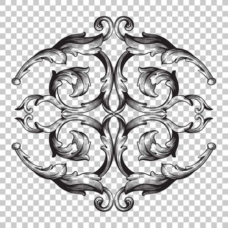 Isolate vintage baroque ornament retro pattern antique style acanthus.のイラスト素材