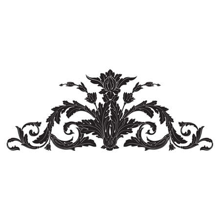 Vintage baroque frame scroll ornament engraving border floral retro pattern antique style acanthus foliage swirl decorative design element filigree calligraphy vectorのイラスト素材