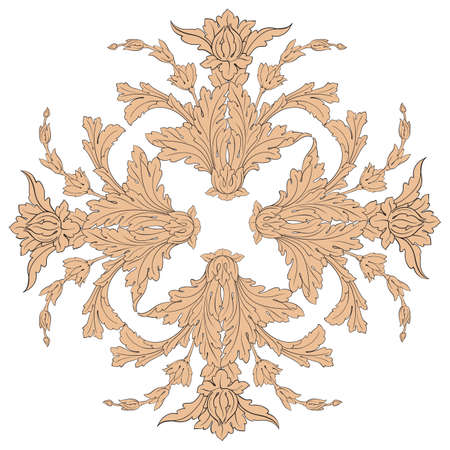 Vintage baroque frame scroll ornament engraving border floral retro pattern antique style acanthus foliage swirl decorative design element filigree calligraphy vector | damask - stock vectorのイラスト素材