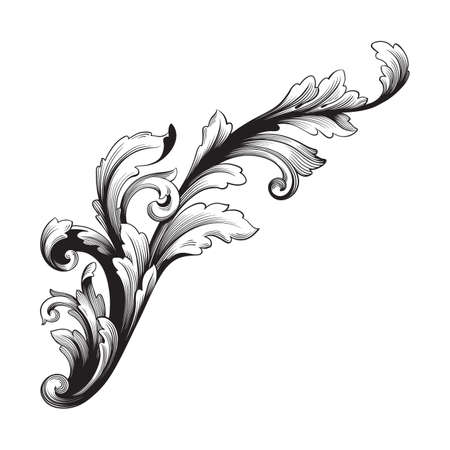 Baroque vector vintage elements for design. Decorative design element filigree calligraphy vector. You can use for wedding decoration of greeting card and laser cutting.のイラスト素材