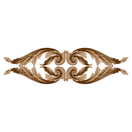 Vintage baroque frame scroll ornament engraving border floral retro pattern antique style acanthus foliage swirl decorative design element filigree calligraphy vectorのイラスト素材