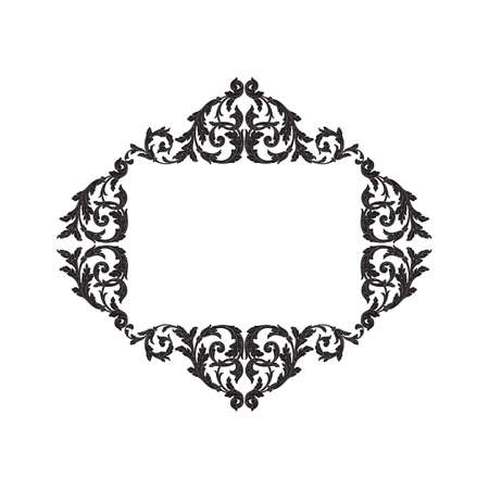 Vintage baroque frame scroll ornament engraving border floral retro pattern antique style acanthus foliage swirl decorative design element filigree calligraphy vector | damask - stock vectorのイラスト素材