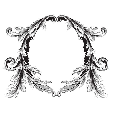 Baroque vector vintage elements for design. Decorative design element filigree calligraphy vector. You can use for wedding decoration of greeting card and laser cutting.のイラスト素材