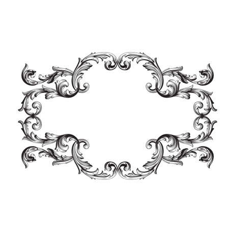 Baroque vector set of vintage elements for design. Decorative design element filigree calligraphy vector. You can use for wedding decoration of greeting card and laser cutting.のイラスト素材