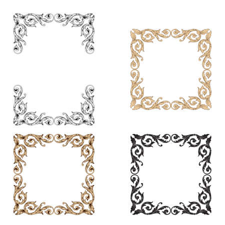 Baroque vector set of vintage elements for design. Decorative design element filigree calligraphy vector. You can use for wedding decoration of greeting card and laser cutting.のイラスト素材