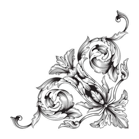 Vintage baroque ornament. Retro pattern antique style acanthus. Decorative design element filigree calligraphy.のイラスト素材