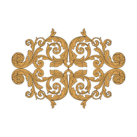 Vintage baroque frame scroll ornament engraving border floral retro pattern antique style acanthus foliage swirl decorative design element filigree calligraphy vector, damask - stock vectorのイラスト素材