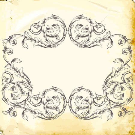 Retro baroque decorations element with flourishes calligraphic ornament. Vintage style design collection for Posters, Placards, Invitations, Banners, Badges and Logotypes.のイラスト素材