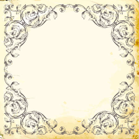 Retro baroque decorations element with flourishes calligraphic ornament. Vintage style design collection for Posters, Placards, Invitations, Banners, Badges and Logotypes.のイラスト素材