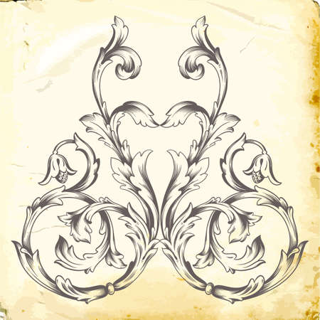 Retro baroque decorations element with flourishes calligraphic ornament. Vintage style design collection for Posters, Placards, Invitations, Banners, Badges and Logotypes.のイラスト素材