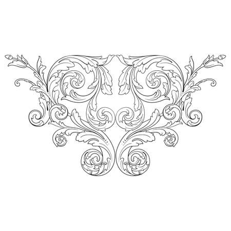Vintage baroque frame scroll ornament engraving border floral retro pattern antique style acanthus foliage swirl decorative design element filigree calligraphy vector | damask - stock vectorのイラスト素材