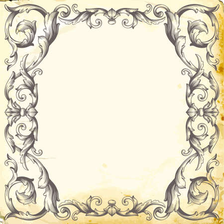 Retro baroque decorations element with flourishes calligraphic ornament. Vintage style design collection for Posters, Placards, Invitations, Banners, Badges and Logotypes.のイラスト素材