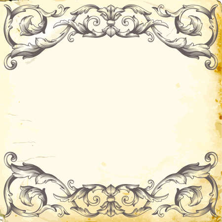 Retro baroque decorations element with flourishes calligraphic ornament. Vintage style Vector illustration.のイラスト素材