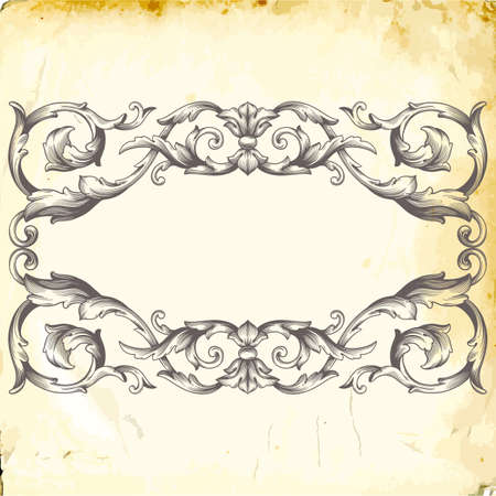Retro baroque decorations element with flourishes calligraphic ornament.のイラスト素材