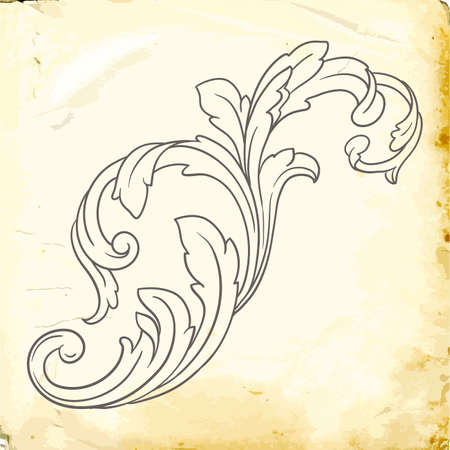 Retro baroque decorations element with flourishes calligraphic ornament. Vintage style design collection for Posters, Placards, Invitations, Banners, Badges and Logotypes.のイラスト素材